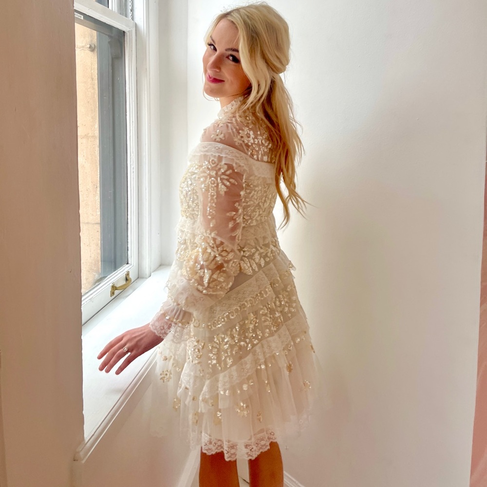 SOLD!! ❤️ White Needle & Thread Sequin Dress